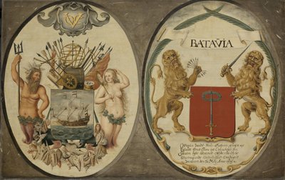 Gli Stemmi della Compagnia Olandese delle Indie Orientali e della Città di Batavia, 1651 da Jeronimus Becx